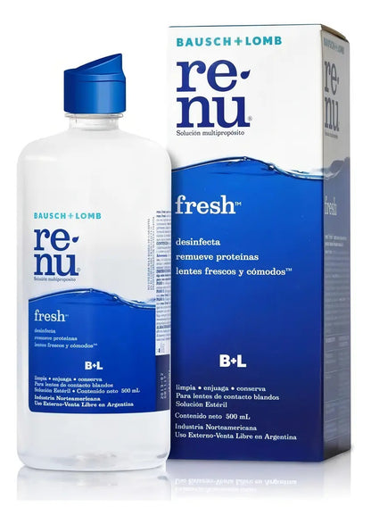 Solucion Bausch + Lomb Renu Fresh 500ml - Limpieza, Desinfeccion e Hidratacion para Lentes de Contacto Blandos