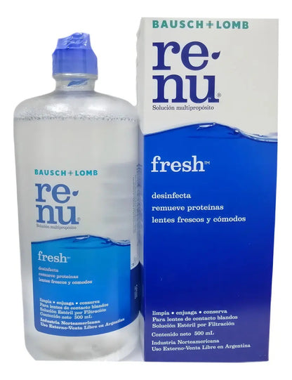 Solucion Bausch + Lomb Renu Fresh 500ml - Limpieza, Desinfeccion e Hidratacion para Lentes de Contacto Blandos